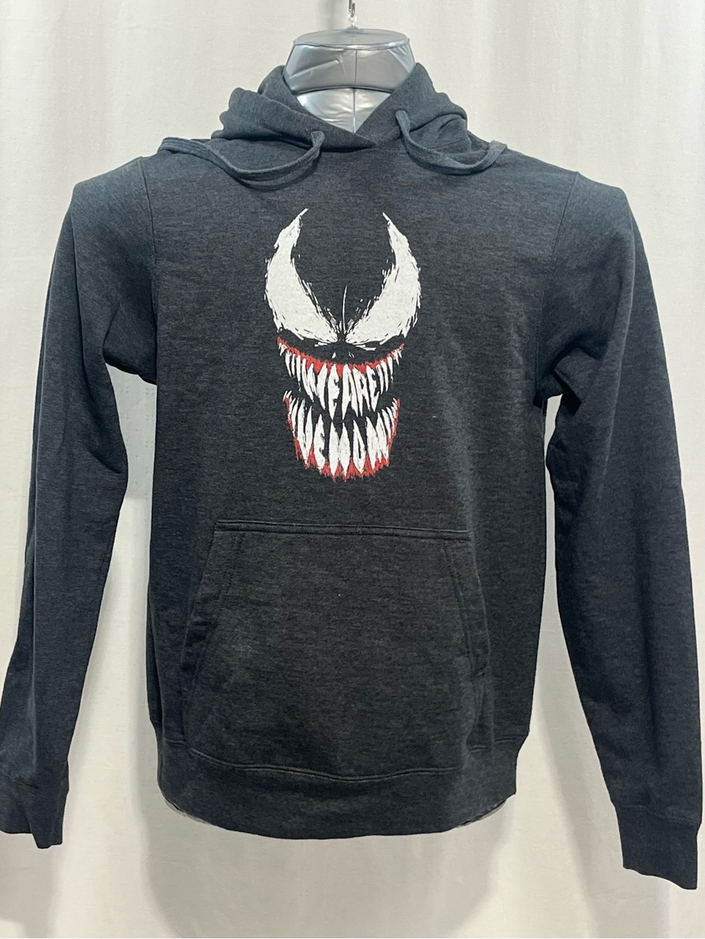 Port & Company, Marvel,Charcoal Pullover Hoodie with White and Red Graphic. 1071